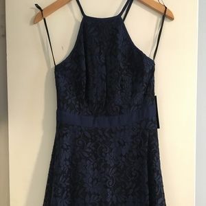 Blue lace halter style dress